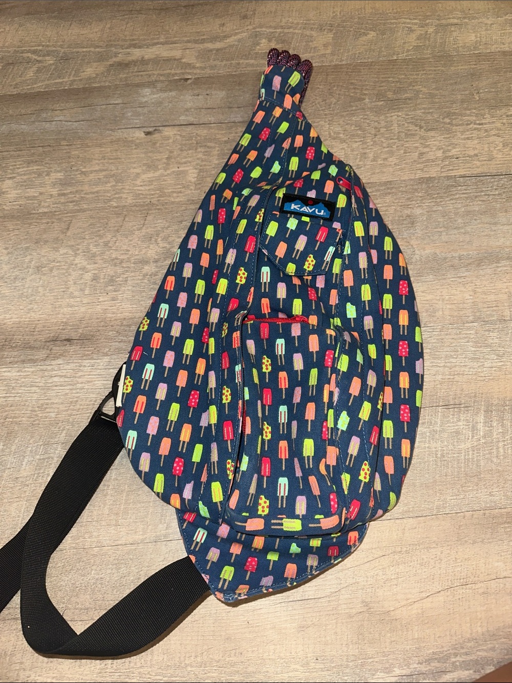 Kavu Navy Sling Bag with Multicolor Popsicle Print